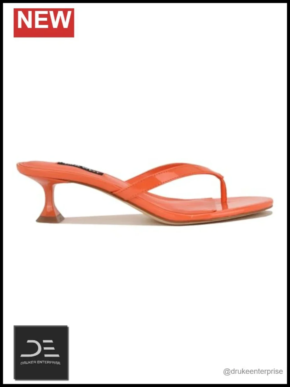 Nine West Cruise Heeled Sandals Faux Patent Leather Slip On 1.97